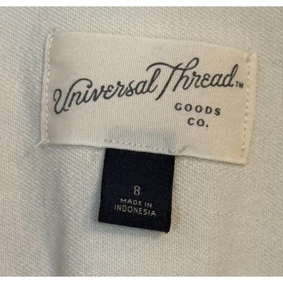 Universal Thread Jumpsuit Women 8 Cream Denim 70s Retro Wide Leg Belted Chore - Picture 4 of 6